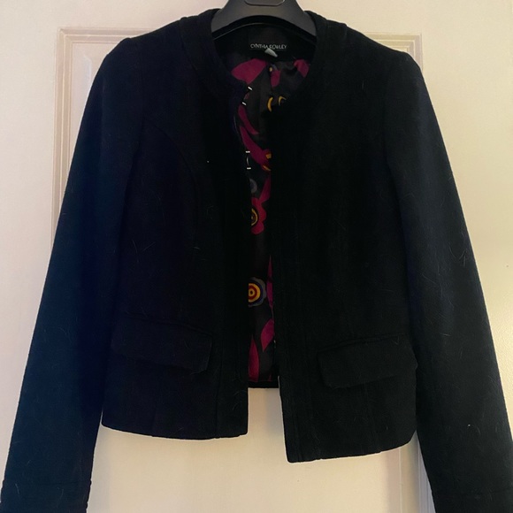 Cynthia Rowley wool motorcycle jacket, silk lined - Picture 1 of 7